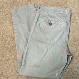 Old Navy Gray Khaki Pants with Pink Lobsters Size 6